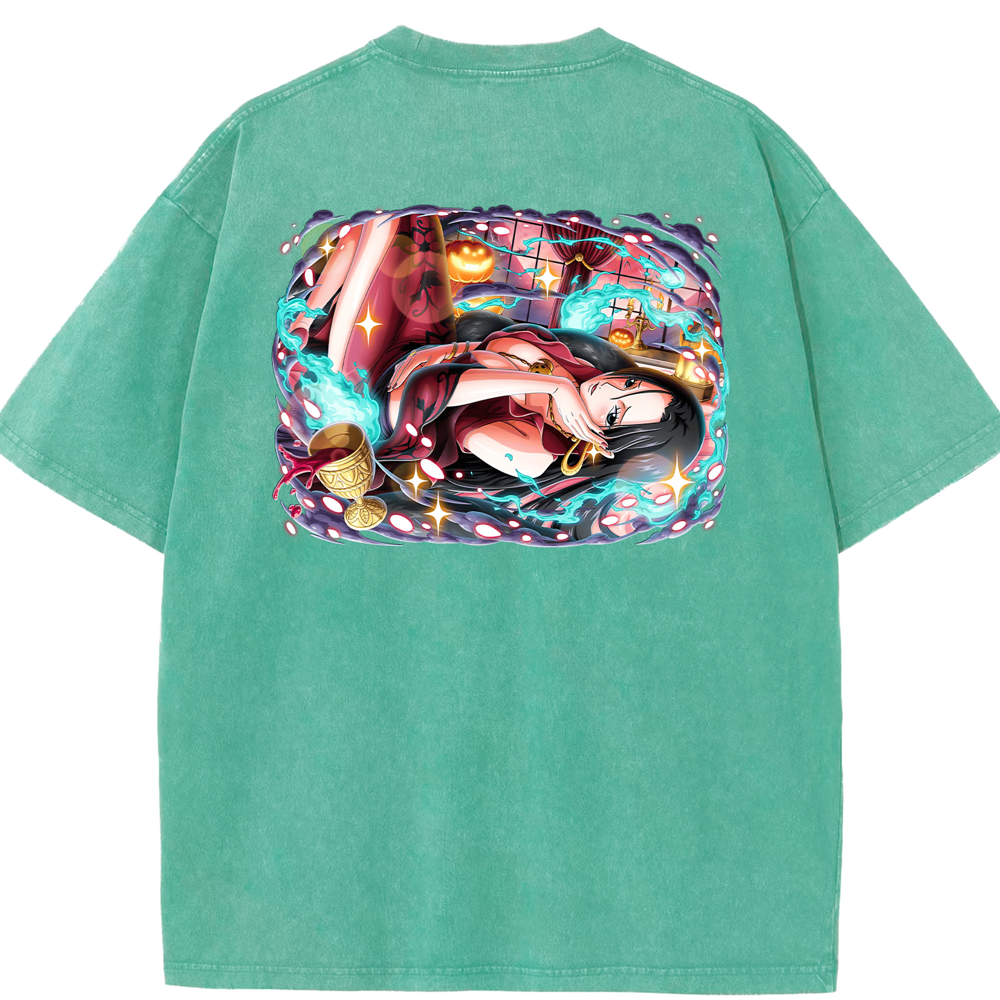 ワンピース ボア・ハンコック ONE PIECE Boa·Hancock 綿100% ヴィンテージ風 半袖Tシャツ（背面プリント）